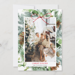 Pour Fêtes Annuelles Cartes de Noël élégantes avec feuillage Christ est