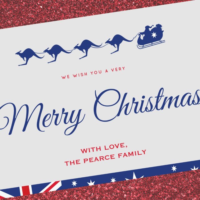 Pour Fêtes Annuelles Cartes de Noël en australie Kangaroo Sleigh (Australian-christmas-cards-aussie-1)