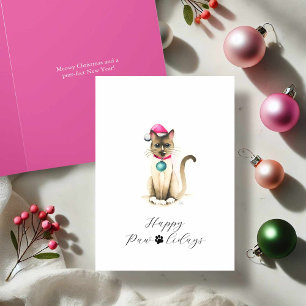 Pour Fêtes Annuelles Cartes de Noël en chat siamois