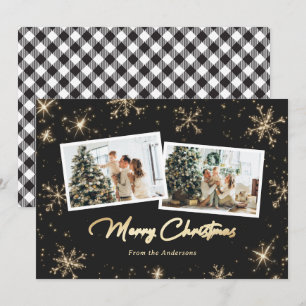 Pour Fêtes Annuelles Cartes de Noël en or noir brillant