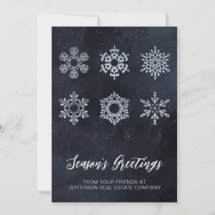 Pour Fêtes Annuelles Cartes de Noël Entreprise Flocons de Neige Argenté