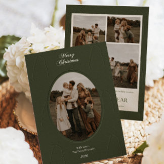 Pour Fêtes Annuelles Cartes de Noël familiales photo vert foncé lunatiq