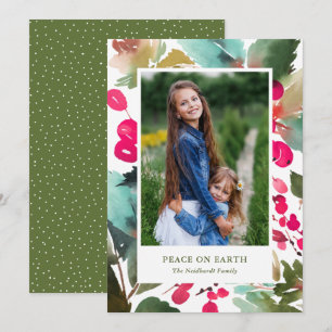 Pour Fêtes Annuelles Cartes de Noël Floral Fuchsia Baies Aquarelle Phot