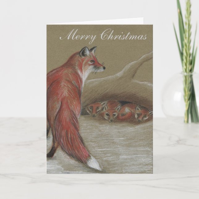 Pour Fêtes Annuelles Cartes de Noël Foxes British Wildlife (Devant)