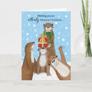 Pour Fêtes Annuelles Cartes de Noël Funny Otters