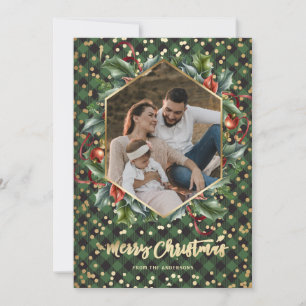 Pour Fêtes Annuelles Cartes de Noël Gold Green Buffalo Plaid