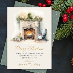 Pour Fêtes Annuelles Cartes de Noël Gold Script