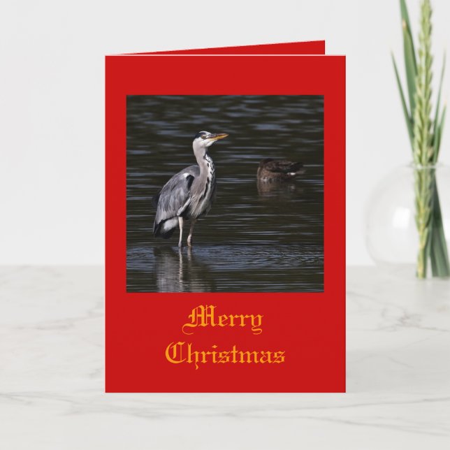 Pour Fêtes Annuelles Cartes de Noël Heron (Devant)