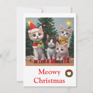 Pour Fêtes Annuelles Cartes de Noël joyeuses Animaux chat