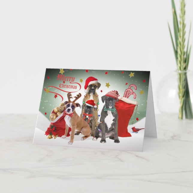 Pour Fêtes Annuelles Cartes de Noël Joyeuses Boxe (Devant)