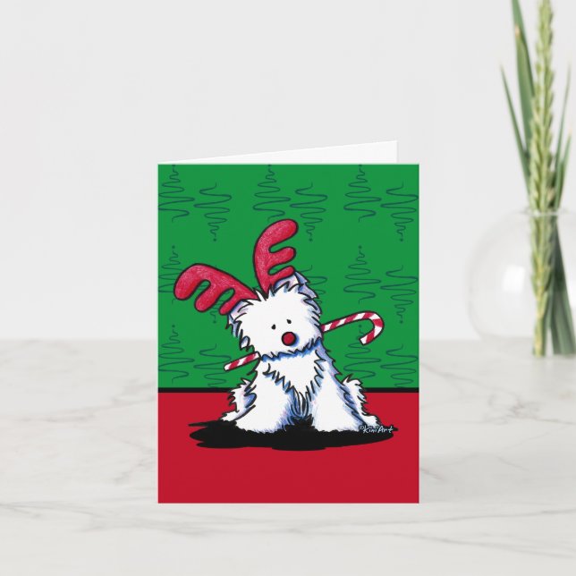Pour Fêtes Annuelles Cartes de Noël KiniArt Westie (Devant)