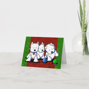 Pour Fêtes Annuelles Cartes de Noël KiniArt Westie Trio