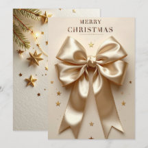 Cartes de Noël Luxueuses Champagne Ruban Joyeux No