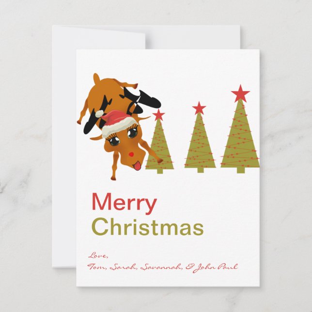 Pour Fêtes Annuelles Cartes de Noël Mery Reindeer (Devant)