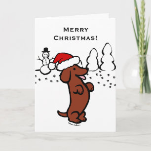 Pour Fêtes Annuelles Cartes de Noël mignonne Père Noël Dachshund