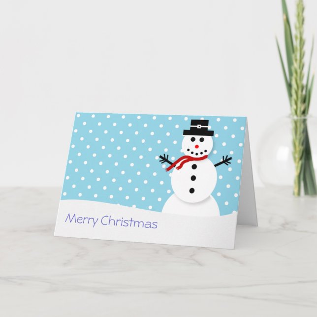 Pour Fêtes Annuelles Cartes de Noël mignonnes de bonhomme de neige (Devant)