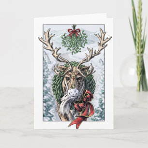 Pour Fêtes Annuelles Cartes de Noël modifiables "Mistletoe Messenger"