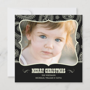 Pour Fêtes Annuelles Cartes de Noël occidentales Paisley noir