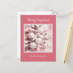 Pour Fêtes Annuelles Cartes de Noël Ornements Roses Blancs Vintage