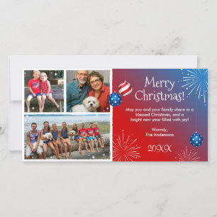 Pour Fêtes Annuelles Cartes de Noël Patriotique Photo Personnalisée