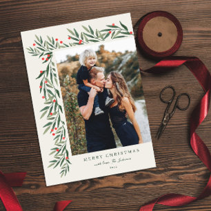 Pour Fêtes Annuelles Cartes de Noël Petite Ivory Verdure d'Hiver Photo