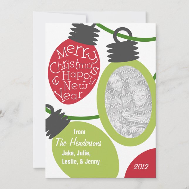 Pour Fêtes Annuelles Cartes de Noël photo avec feux à carreaux (Devant)