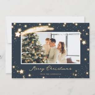 Pour Fêtes Annuelles Cartes de Noël Photo Bleu Stars