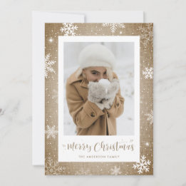 Pour Fêtes Annuelles Cartes de Noël photo Burlap vintage