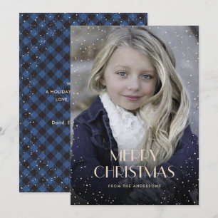 Pour Fêtes Annuelles Cartes de Noël photo de neige bleue