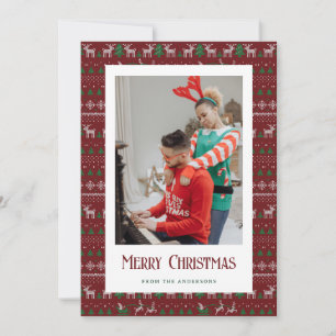 Pour Fêtes Annuelles Cartes de Noël photo en pull de Noël moche rouge
