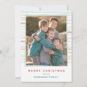 Pour Fêtes Annuelles Cartes de Noël Photo Rayures Aquarelle 2