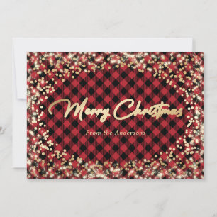 Pour Fêtes Annuelles Cartes de Noël plaquées or brillant et Buffalo rou