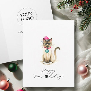 Pour Fêtes Annuelles Cartes de Noël Professionnelles Avec Logo Chat Sia