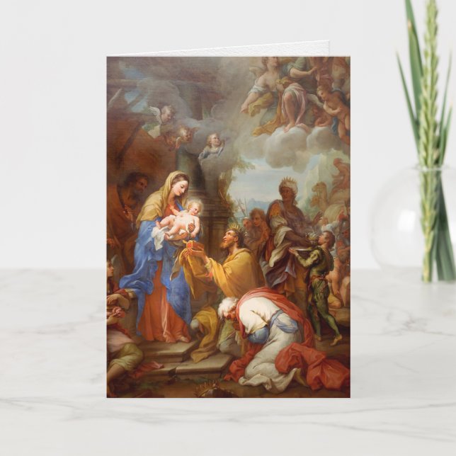 Pour Fêtes Annuelles Cartes de Noël religieuses | Adoration des rois 1 (Devant)