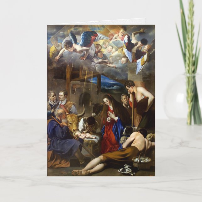 Pour Fêtes Annuelles Cartes de Noël religieuses | Bergers adoration 10 (Devant)