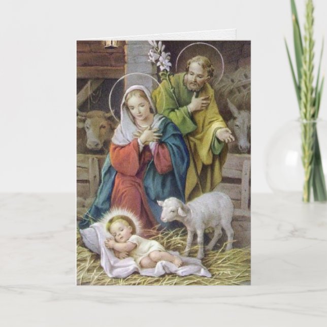 Pour Fêtes Annuelles Cartes de Noël religieuses | La Sainte Famille (Devant)
