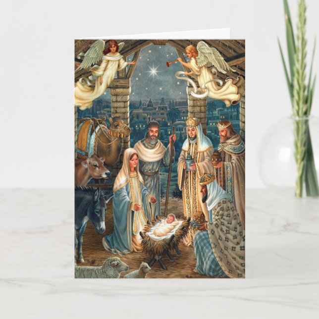 Pour Fêtes Annuelles Cartes de Noël religieuses | Nativité 1 (Devant)