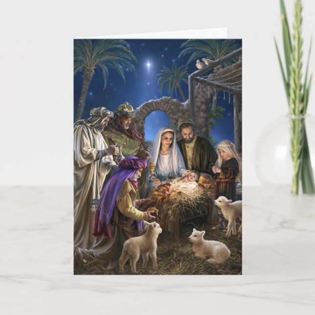 Pour Fêtes Annuelles Cartes de Noël religieuses | Nativité 4 (Devant)