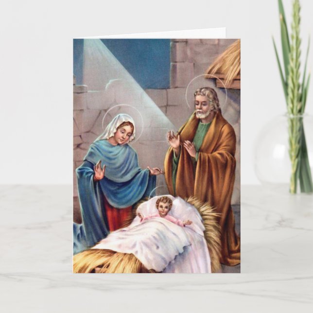 Pour Fêtes Annuelles Cartes de Noël religieuses | Nativité 5 (Devant)