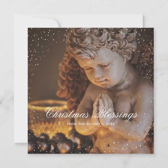 Pour Fêtes Annuelles Cartes de Noël Religieux Christian Angel Neige (Devant)