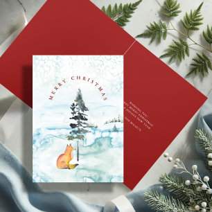 Pour Fêtes Annuelles Cartes de Noël Renard Aquarelle Mignonnes