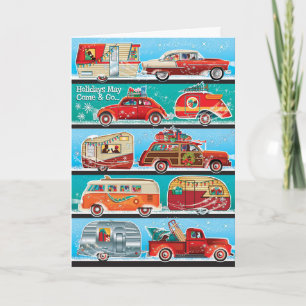 Pour Fêtes Annuelles Cartes de Noël Rétro Caravanes, Caravanes, Caravan