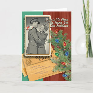 Pour Fêtes Annuelles Cartes de Noël rétro de couple romantique des anné