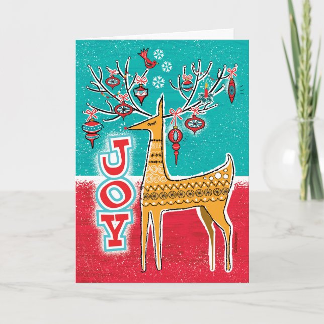 Pour Fêtes Annuelles Cartes de Noël rétro Reindeer (Devant)