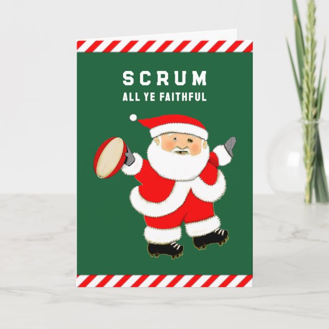 Pour Fêtes Annuelles Cartes de Noël Rugby (Devant)