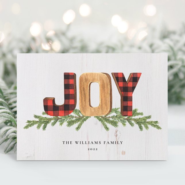 Pour Fêtes Annuelles Cartes de Noël Rustic Joy sans photo (Créateur téléchargé)