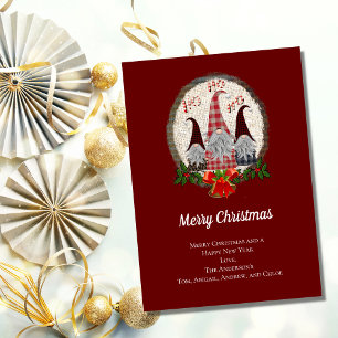 Pour Fêtes Annuelles Cartes de Noël rustique Burgundy rouge avec lutins