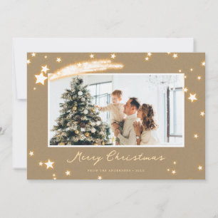 Pour Fêtes Annuelles Cartes de Noël Rustique Kraft Sparkly Star Photo