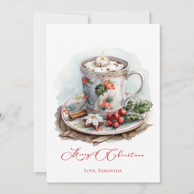 Pour Fêtes Annuelles Cartes de Noël Rustiques au chocolat chaud personn (Devant)