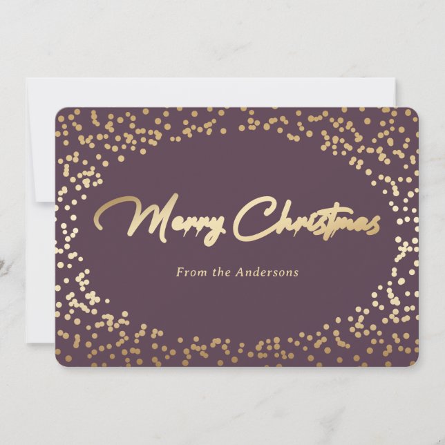 Pour Fêtes Annuelles Cartes de Noël simples violet et or (Devant)